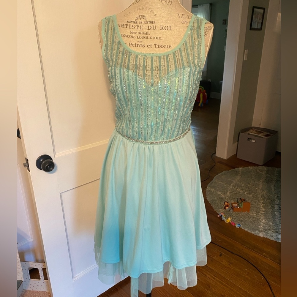 Knee length beaded prom dress